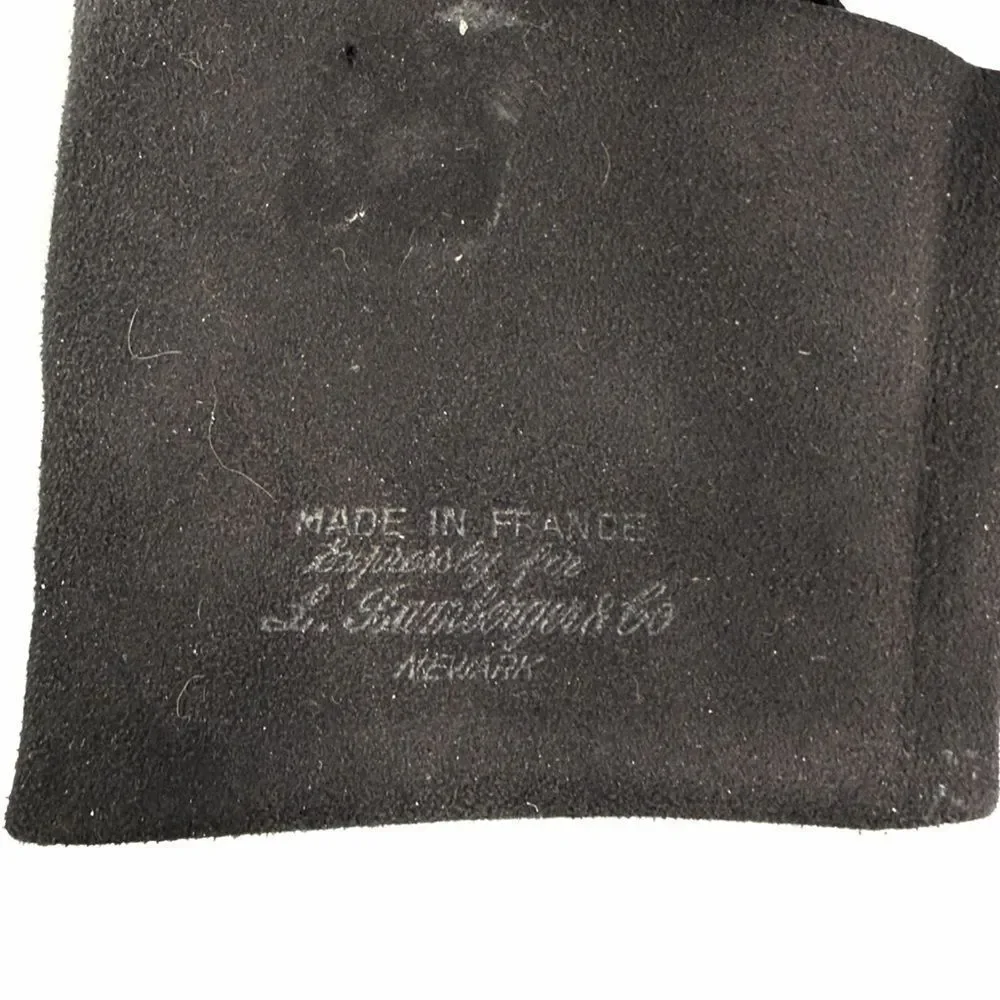 Bamberger's Black Washable Suede Long Gloves Vintage made in France Women's sz 7